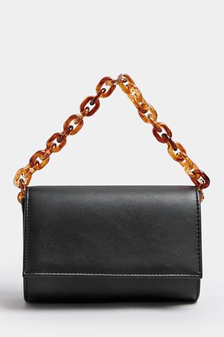 Faux Leather Handbag with Chain