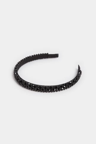 Black Crystal Beaded Headband | Yours Clothing