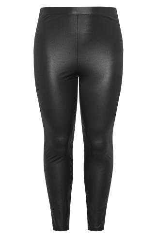 Plus Size Black Wet Look Stretch Leggings | Yours Clothing