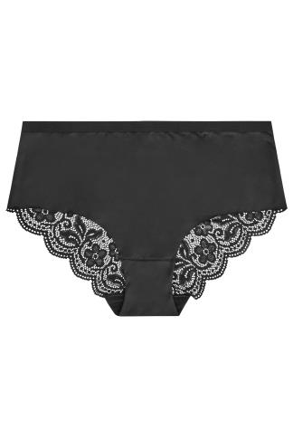 3 PACK Tall Black Lace Back Full Briefs | Long Tall Sally