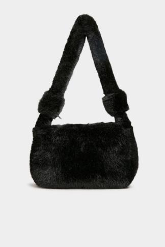 Black Faux Fur Knot Handle Bag | Yours Clothing