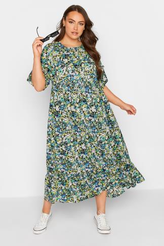 Plus Size Black Floral Print Maxi Dress | Yours Clothing