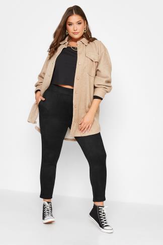 Plus Size Black Faux Suede Joggers | Yours Clothing