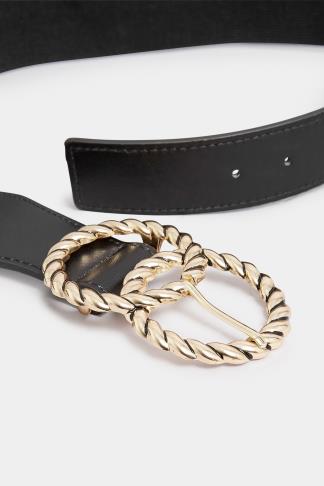 Black Twisted Buckle Wide Stretch Belt | Yours Clothing