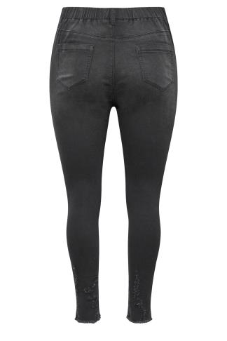 Plus Size Black Washed Cat Scratch GRACE Jeggings | Yours Clothing