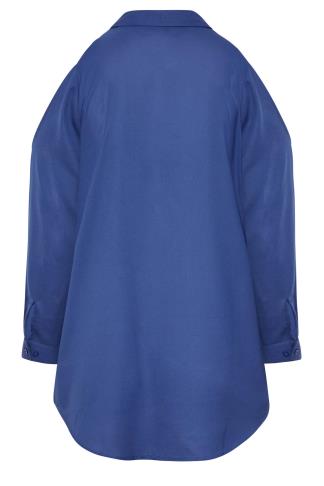 Plus Size Blue Cold Shoulder Shirt | Yours Clothing