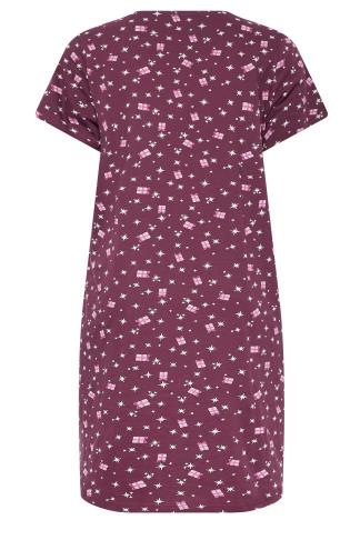YOURS Curve Berry Red Red Star & Gift Print Christmas Nightdress ...
