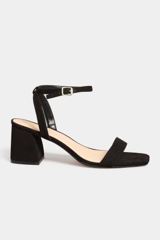 LIMITED COLLECTION Black Block Heeled Sandal In Wide E Fit & Extra Wide ...