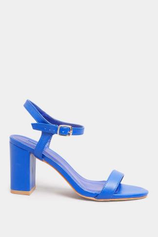 LIMITED COLLECTION Cobalt Blue Block Heel Sandal In Wide E fit & Wide ...