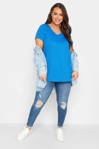 YOURS Plus Size Blue Essential T-Shirt | Yours Clothing