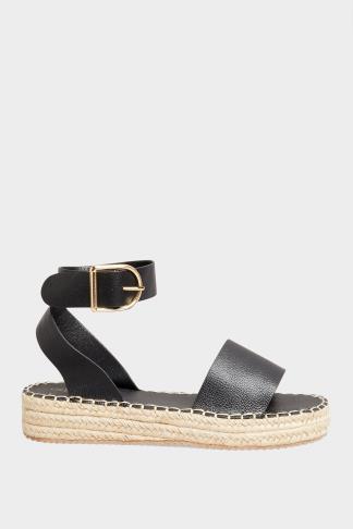Plus Size Black Flatform Espadrilles In Wide E Fit & Extra Wide EEE Fit ...