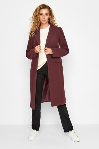 LTS Tall Women's Burgundy Red Midi Formal Coat | Long Tall Sally