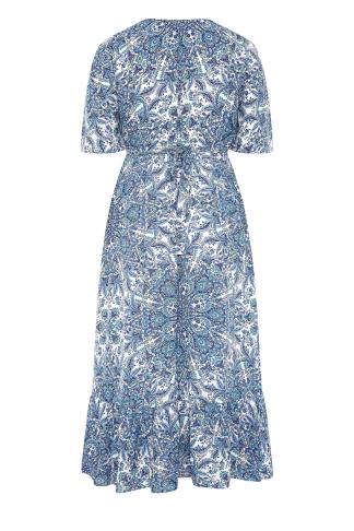 Plus Size LIMITED COLLECTION Blue Paisley Ruffled Wrap Maxi Dress ...