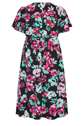 LIMITED COLLECTION Plus Size Black Floral Print Midi Tea Dress | Yours ...