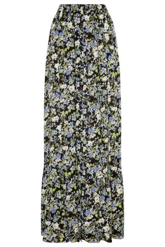Tall Women's LTS Black Floral Print Maxi Skirt | Long Tall Sally
