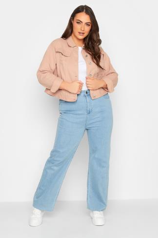 Plus Size Pink Distressed Denim Jacket | Yours Clothing