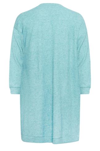 Curve Plus Size Light Blue Ribbed Long Sleeve Cardigan | Yours Clothing