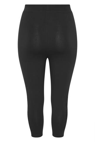 Plus Size Black Lace Cropped Leggings | Yours Clothing