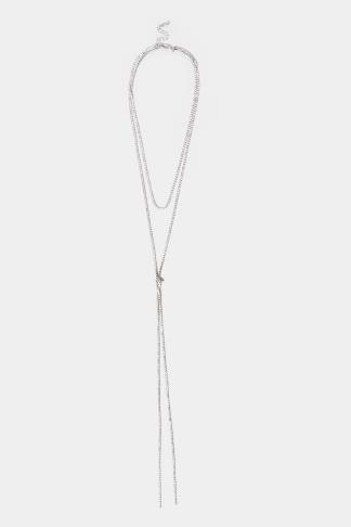 Silver Diamante Chain Knot Necklace | Yours Clothing