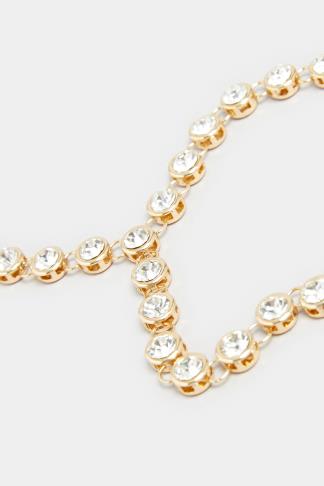 Long Gold Diamante Drop Necklace | Yours Clothing