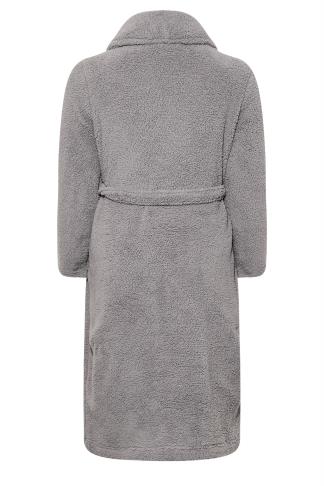 Plus Size Grey Teddy Fleece Dressing Gown | Yours Clothing