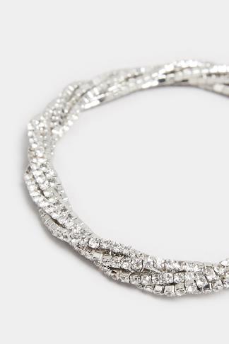 Silver Tone Diamante Twist Stretch Bracelet | Yours Clothing