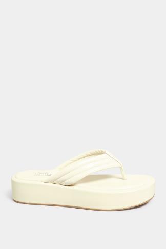 LIMITED COLLECTION White Flatform Flip Flops In Wide E Fit | Yours Clothing