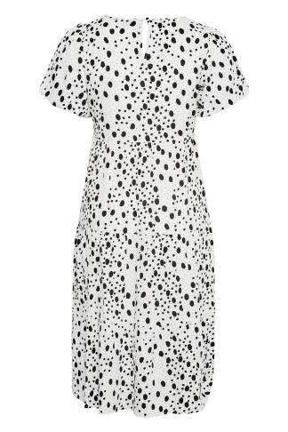 Plus Size White Dalmatian Print Tiered Smock Midaxi Dress | Yours Clothing