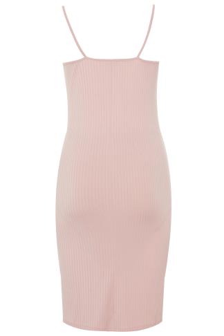 BUMP IT UP MATERNITY Pink Ribbed Twist Bodycon Midi Dress | Yours Clothing