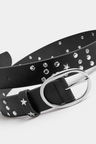 Moon & Star Buckle Belt - Adjustable Gothic Y2K PU Leather Belt For Women & Men, Fits Jeans, Dresses & Skirts
