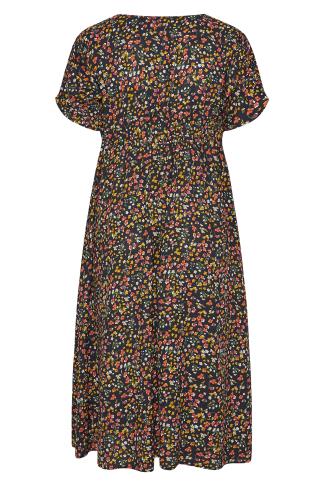 YOURS Plus Size Navy Blue Floral Tea Dress | Yours Clothing