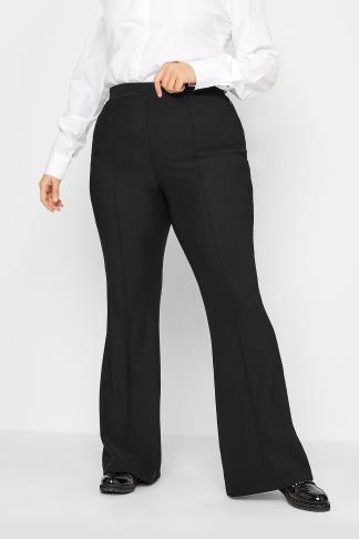 LTS Tall Women's Black Ribbed Kick Flare Trousers