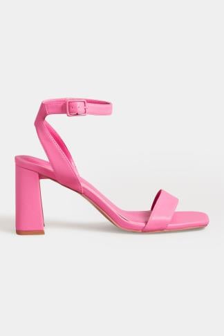 LTS Pink Block Heel Sandal in Standard Fit | Long Tall Sally