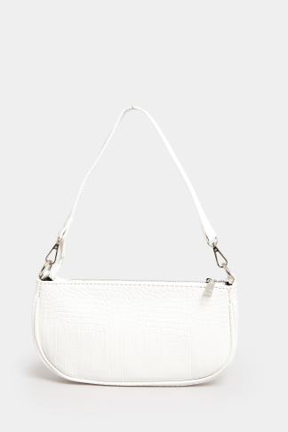 White Faux Croc Shoulder Bag | Yours Clothing