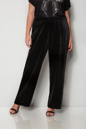 black velvet wide leg trousers