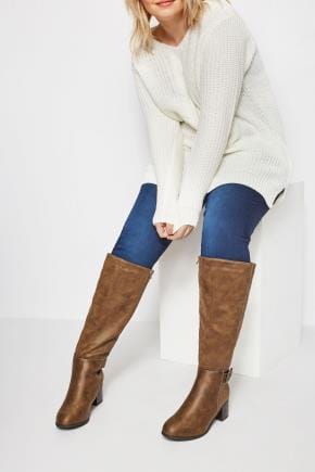 tan wide fit knee high boots