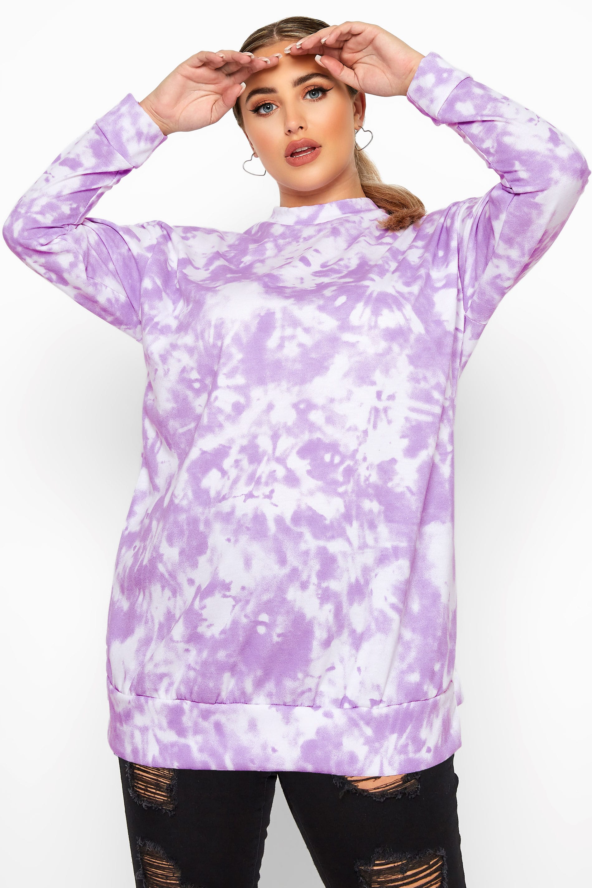  Lilac  Tie  Dye  Sweatshirt Yours Clothing