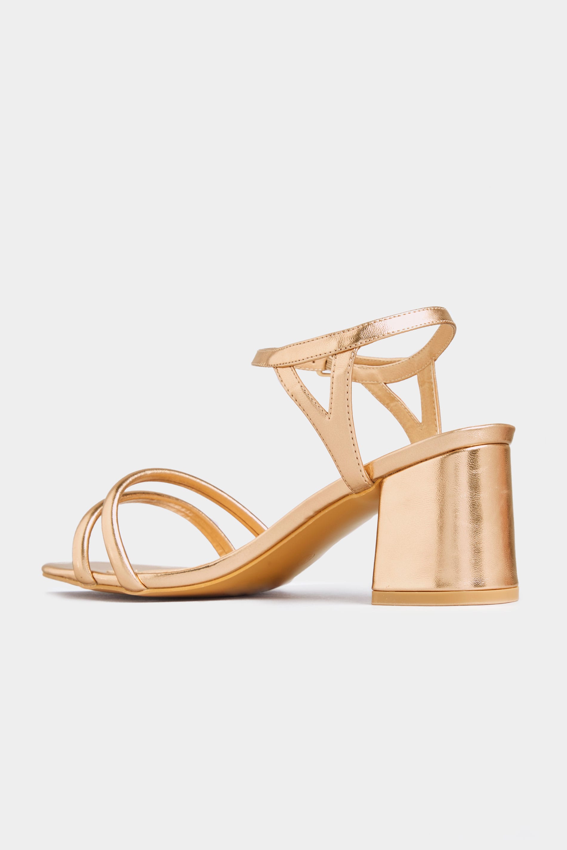 LIMITED COLLECTION Gold Double Strap Heeled Sandals In Extra Wide Fit ...