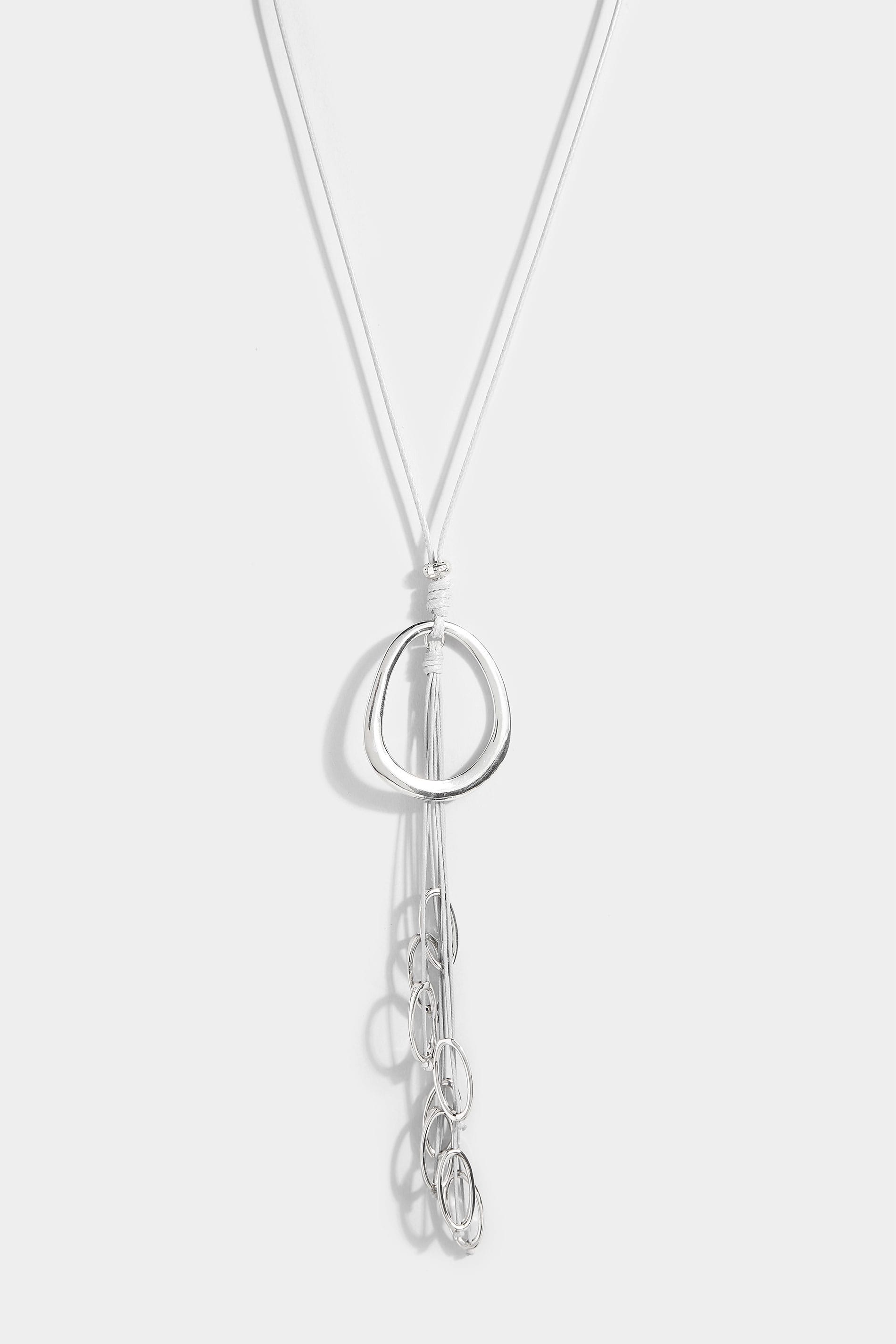 Long Silver Cord Necklace 2