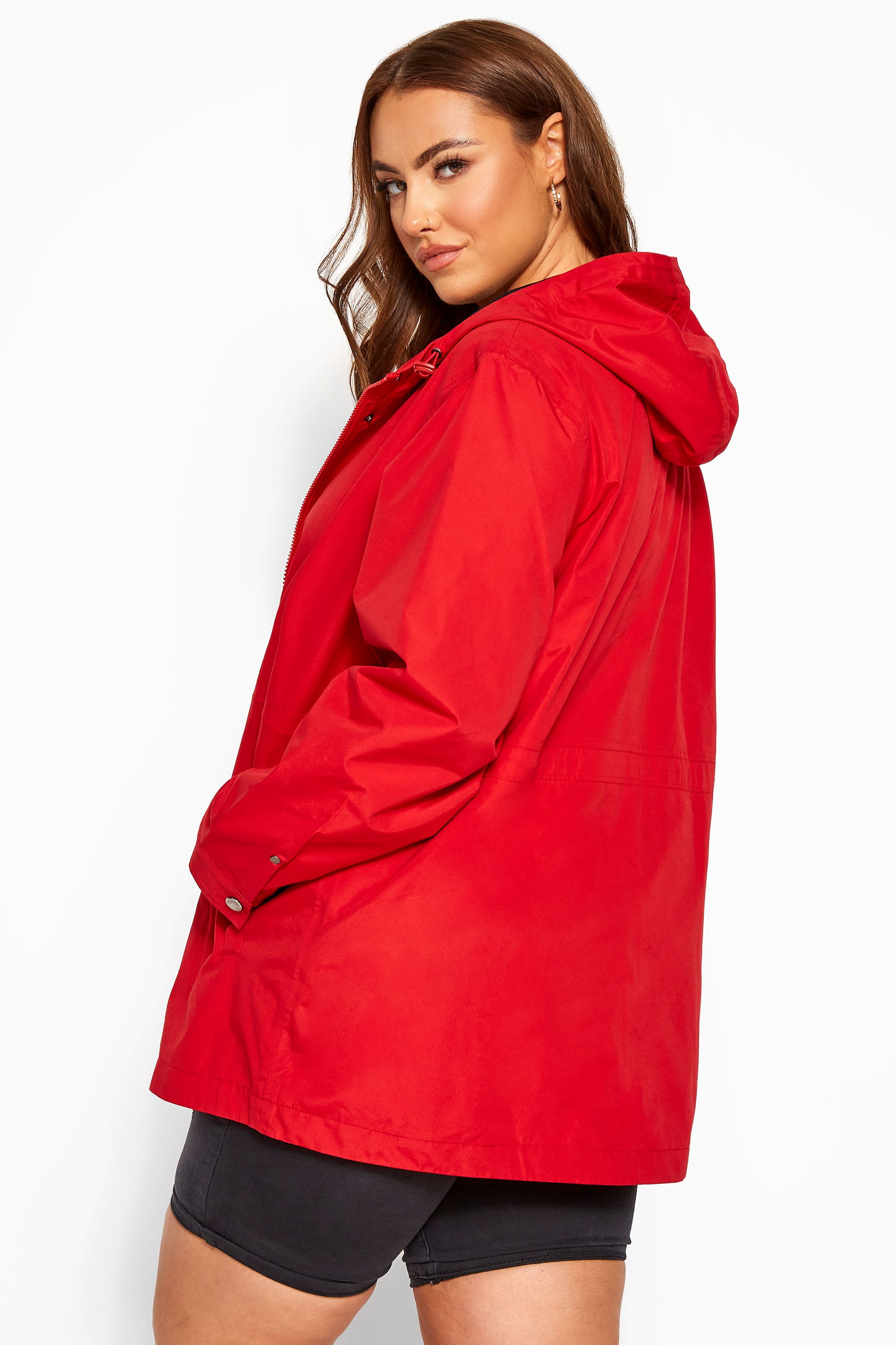 Red Zip Through Hooded Jacket | Yours Clothing