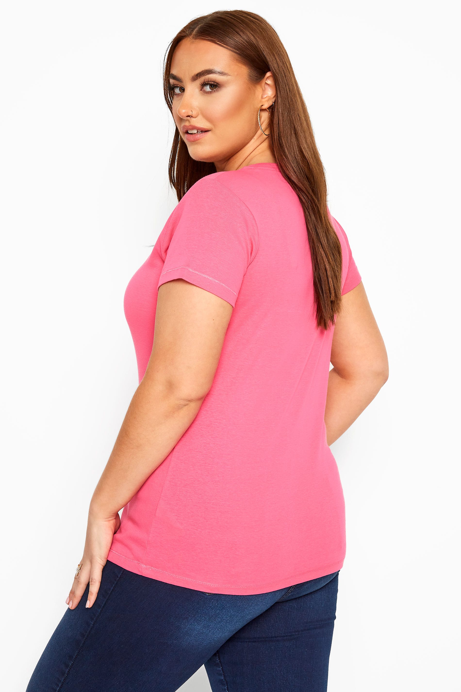 Plus Size Magenta Pink V Neck T Shirt Sizes 16 To 36 Yours Clothing