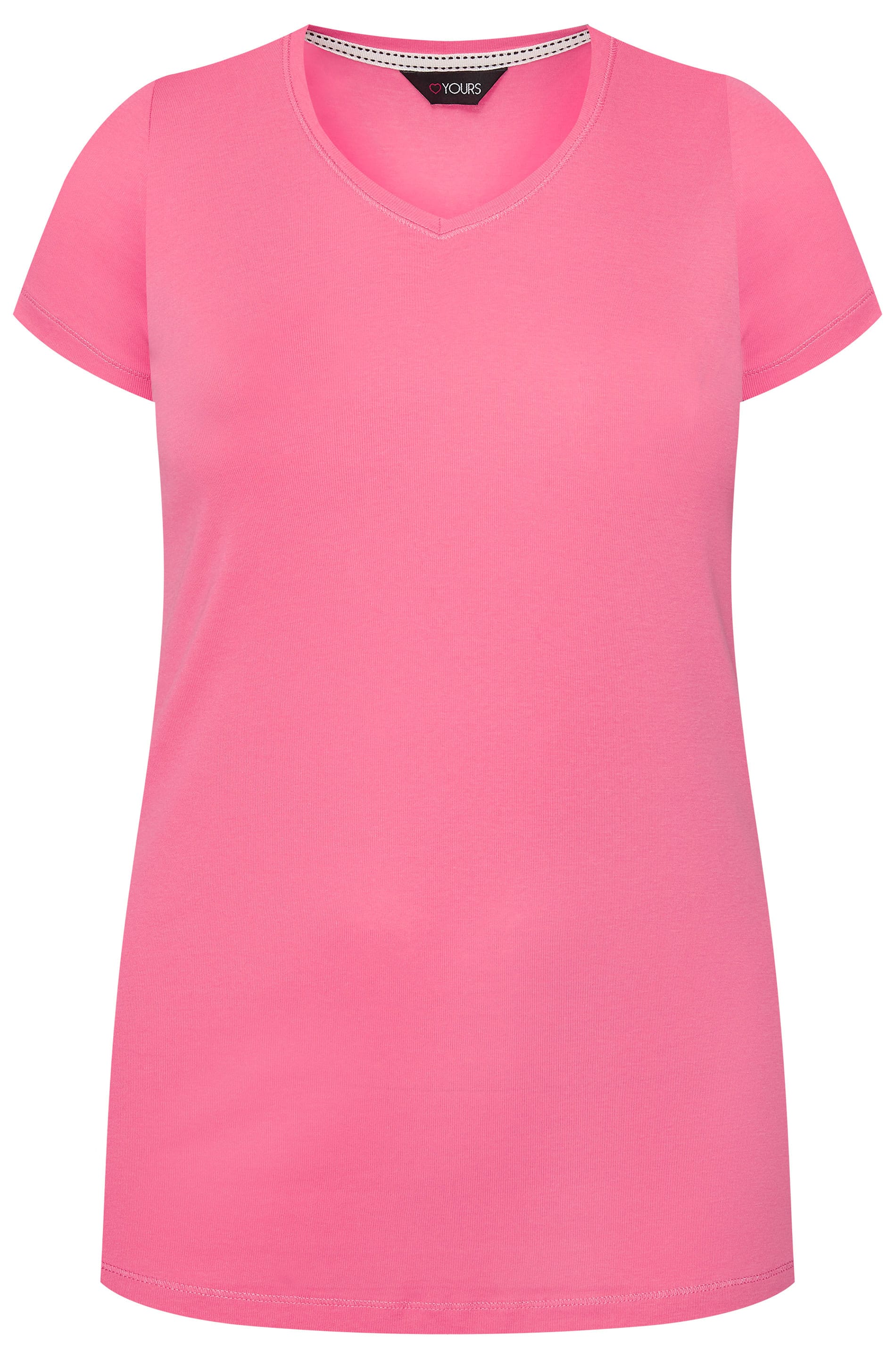 Plus Size Magenta Pink V-Neck T-Shirt | Sizes 16 to 36 | Yours Clothing