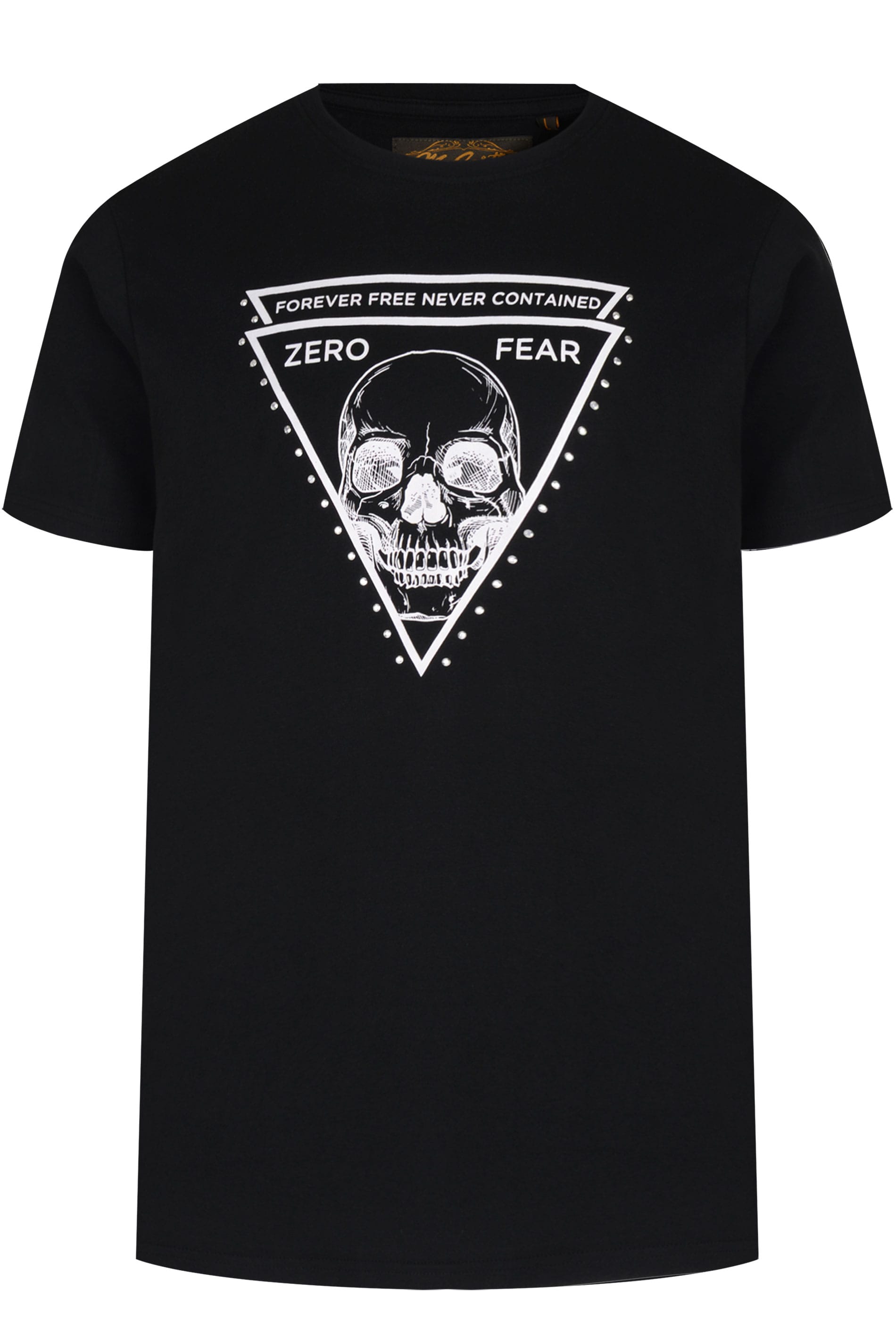 MCCARTHY Black Skull Print Studded T-Shirt | BadRhino