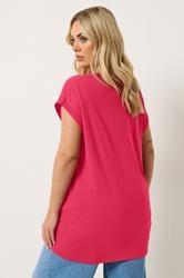 YOURS Plus Size Red V-Neck Basic T-Shirt | Yours Clothing 2