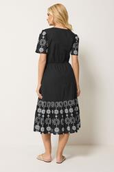 M&Co Black Notch Neck Cotton Embroidered Dress | M&Co 2