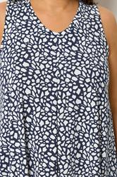YOURS Curve Navy Blue Abstract Print Front Pleat Vest Top | Yours Clothing 4
