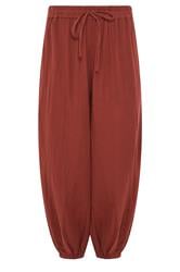 PixieGirl Petite Brick Red Cheesecloth Cotton Balloon Trousers