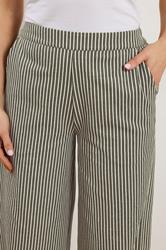LTS Tall Women's Set Olive Green Stripe Button Cotton Shirt & Trousers | Long Tall Sally 9