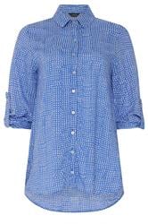 M&Co Blue Dot Print Tab Sleeve Shirt
