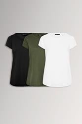 YOURS 3 PACK Plus Size Green & Black Core T-Shirts | Yours Clothing 3